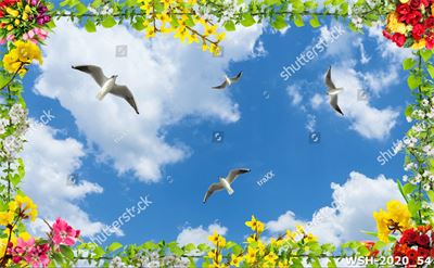 Dán trần trời xanh và hoa WSH-2020_54