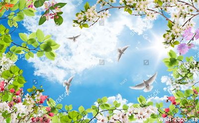 Dán trần trời xanh và hoa WSH-2020_38