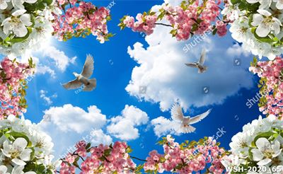 Dán trần trời xanh và hoa WSH-2020_65