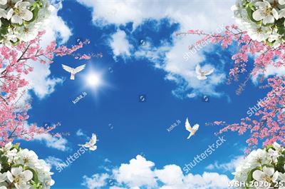 Dán trần trời xanh và hoa WSH-2020_25