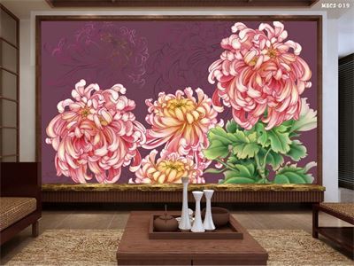 Tranh hoa cúc hồng MHC2-019