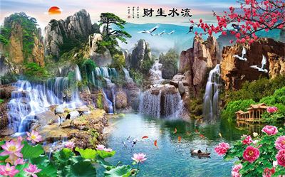 Phong cảnh sơn thủy hồ thác MHT2-324