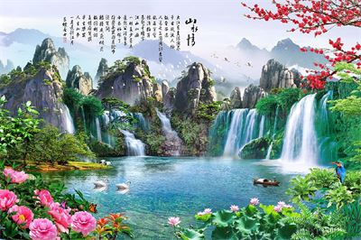 Phong cảnh sơn thủy hồ thác MHT2-303