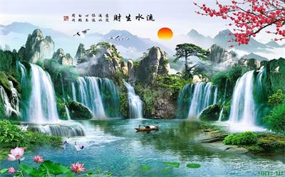 Phong cảnh sơn thủy hồ thác MHT2-312