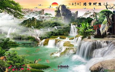 Phong cảnh sơn thủy hồ thác MHT2-307