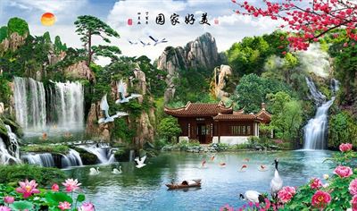 Phong cảnh sơn thủy hồ thác MHT2-301