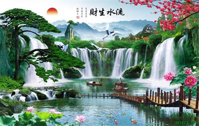 Phong cảnh sơn thủy hồ thác MHT2-300