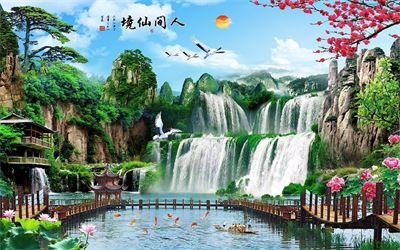 Phong cảnh sơn thủy hồ thác MHT2-325