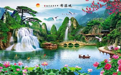 Phong cảnh sơn thủy hồ thác MHT2-323