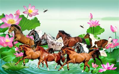 Tranh ngựa - bát mã - Mã đáo MBM2-002