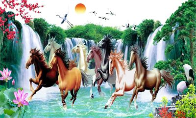 Tranh ngựa - bát mã - Mã đáo MBM2-038