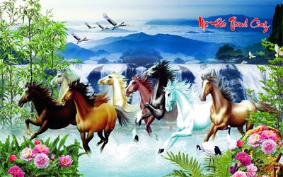 Tranh ngựa - bát mã - Mã đáo MBM2-045