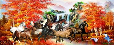 Tranh ngựa - bát mã - Mã đáo MBM2-017