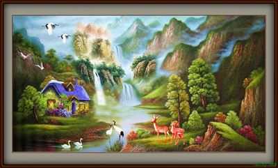 Tranh sơn dầu làng quê MLQ-509