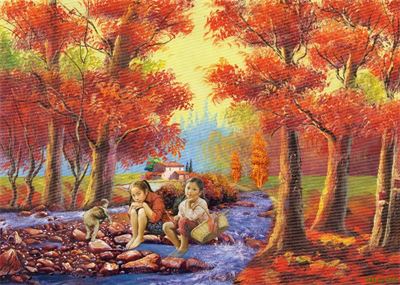 Tranh sơn dầu làng quê MLQ-553