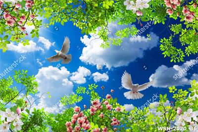 Dán trần hình hoa lá WSH-2020_36