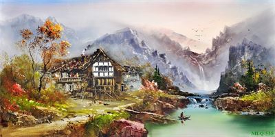 Tranh sơn dầu làng quê MLQ-535