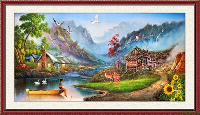 Tranh sơn dầu làng quê MLQ-514