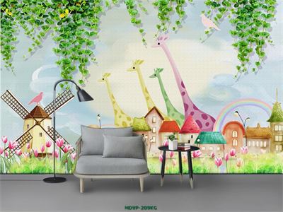 Tranh hươu cao cổ và thành phố