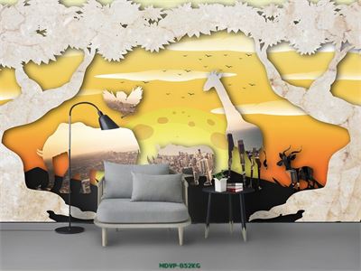 Tranh động vật rừng và thành phố - voi hươu MDVP-052KG