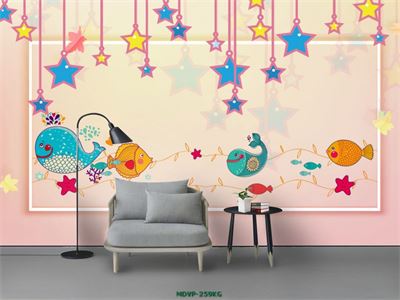 Tranh con vật đáng yêu cho bé - đàn cá và sao MDVP-259KG