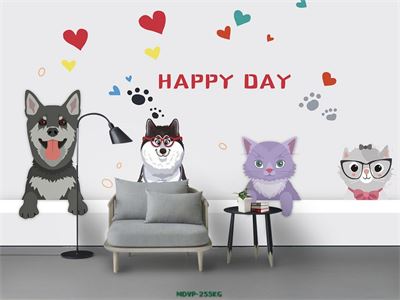 Tranh con vật đáng yêu cho bé - chó và mèo MDVP-255KG