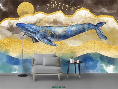 Tranh cá heo trên nền kim tuyến