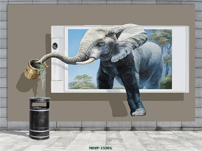 TRanh chú voi rót nước 3 D MDVP-153KG