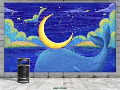 Tranh cá heo và mặt trăng