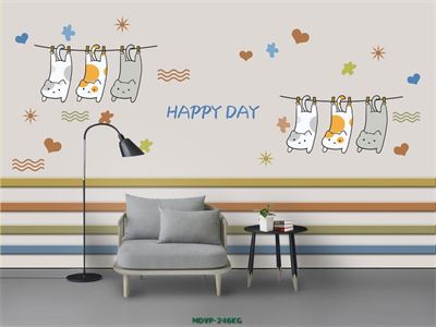 Tranh chú mèo trên cành cây