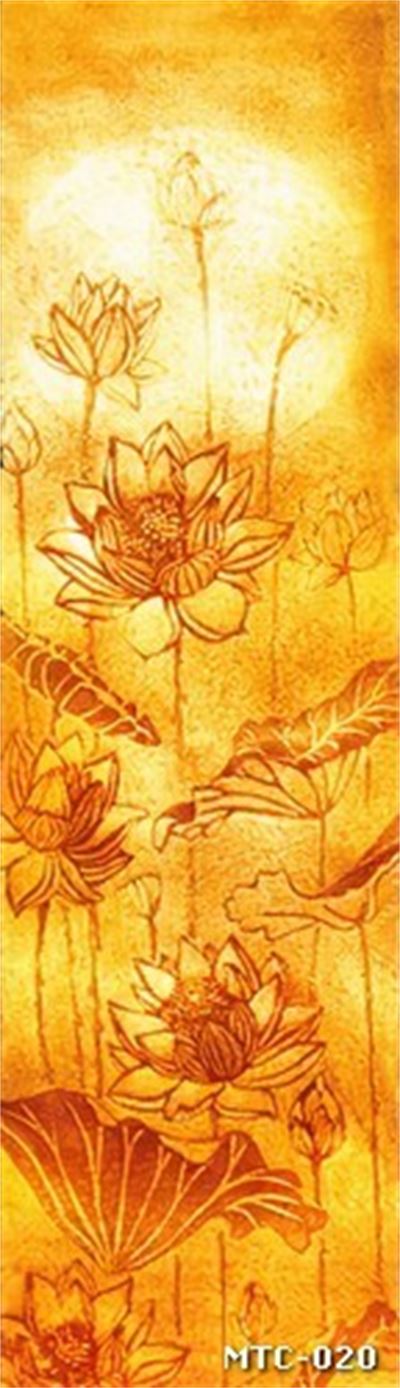 Tranh in trúc chỉ phòng thờ  hoa sen tranh đứng MTC-020