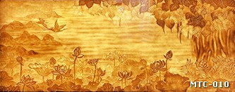 Tranh in trúc chỉ phòng thờ  hoa sen cây bồ đề MTC-010