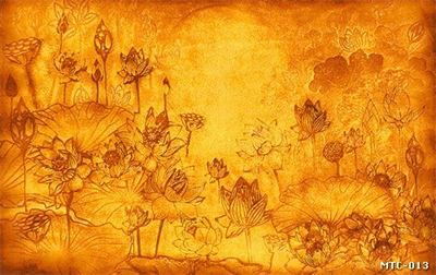 Tranh in trúc chỉ phòng thờ hoa sen  MTC-013