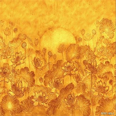 Tranh in trúc chỉ phòng thờ hoa sen MTC-011