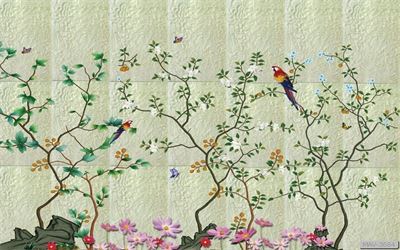 Cây hoa hồng leo và chim MAV-3684 