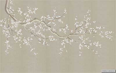 Cành hoa mai trắng nền ghi  MAV-4024