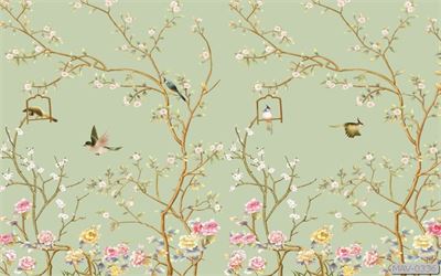 Cây hoa hồng leo và chim MAV-0336