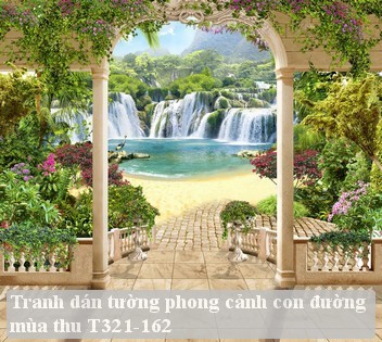Tranh dán tường phong cảnh con đường mùa thu T321-162