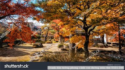Tranh dán tường phong cảnh con đường mùa thu T321-200
