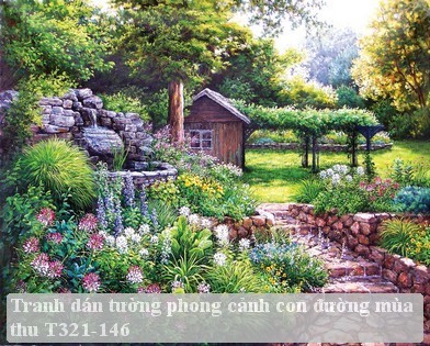 Tranh dán tường phong cảnh con đường mùa thu T321-146