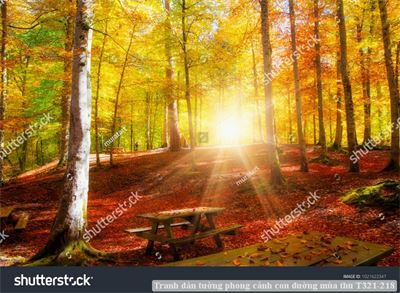 Tranh dán tường phong cảnh hồ thác, cây cối T321-491