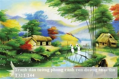 Tranh dán tường phong cảnh con đường mùa thu T321-144
