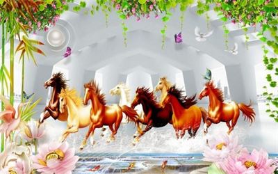 Tranh dán tường phong cảnh hồ thác, cây cối T321-495