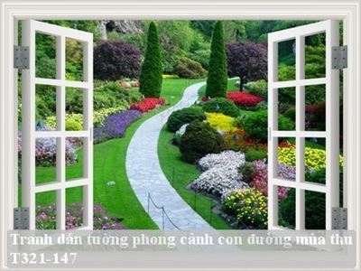 Tranh dán tường phong cảnh con đường mùa thu T321-147
