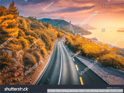 Tranh dán tường phong cảnh con đường mùa thu T321-169