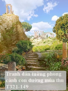 Tranh dán tường phong cảnh hồ thác, cây cối T321-518