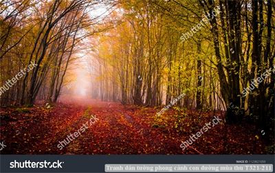 Tranh dán tường phong cảnh hồ thác, cây cối T321-559