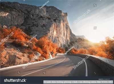 Tranh dán tường phong cảnh con đường mùa thu T321-183
