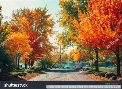 Tranh dán tường phong cảnh hồ thác, cây cối T321-475