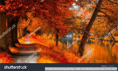 Tranh dán tường phong cảnh con đường mùa thu T321-199